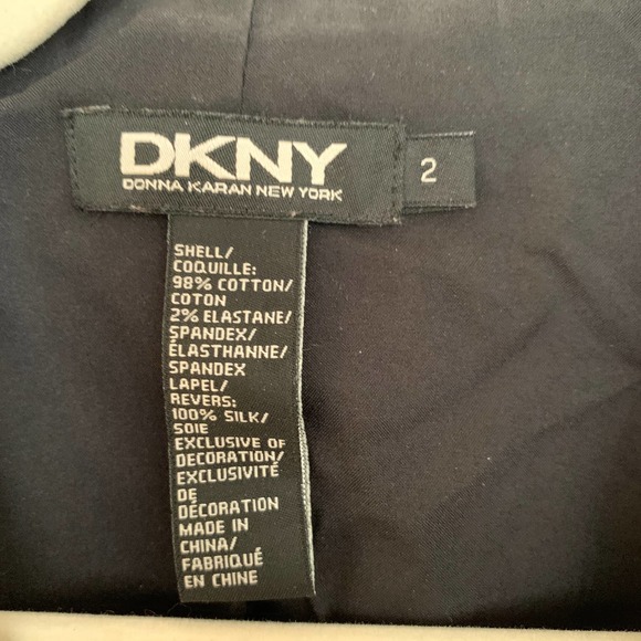 DKNY Black Velvet One Button Long Sleeve Blazer Jacket 2 - Picture 3 of 4